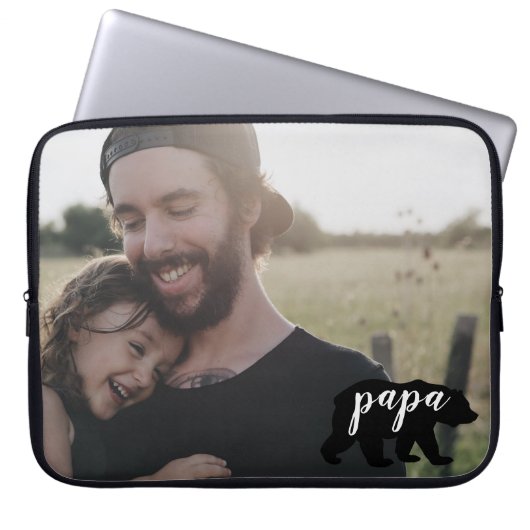 Niedliche Papa-Bären-Silhouette mit individuellem Laptopschutzhülle (Vorderseite)