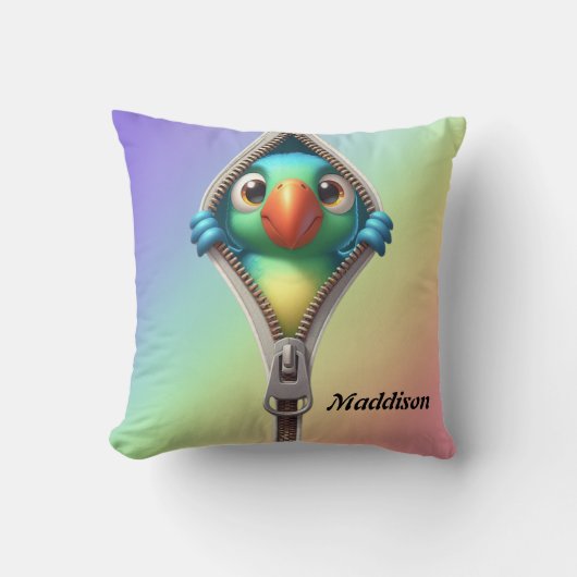 Niedliche Papageienkinder Kissen (Vorderseite)