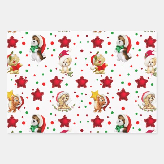 Niedliche Papierblätter für Haustiere, Kätzchen un Geschenkpapier Set (Vorderseite)