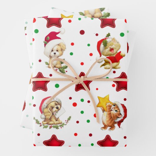 Niedliche Papierblätter für Weihnachtsmäntel Geschenkpapier Set (Beispiel)
