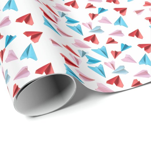 Niedliche Papierflieger, Aviator oder Pilot Geschenkpapier (Rolleneckpunkt)