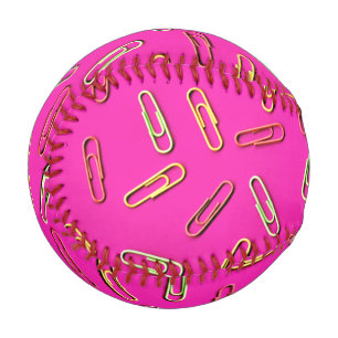 NIEDLICHE Papierklammern auf rosa Baseball
