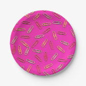 NIEDLICHE Papierklammern auf rosa Pappteller (Vorderseite)