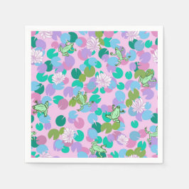 Niedliche Papierservietten aus Froschkunst mit ros