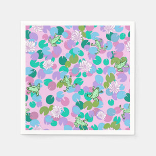 Niedliche Papierservietten aus Froschkunst mit ros