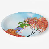 Niedliche Papiertafel für die Herbstspur Pappteller (Schrägansicht)