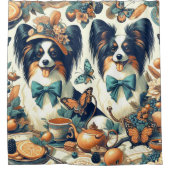 Niedliche Papillon Dog Illustration Duschvorhang (Vorderseite)