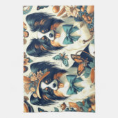 Niedliche Papillon Dog Illustration Geschirrtuch (Vertikal)