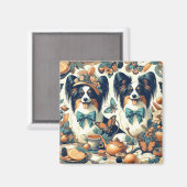 Niedliche Papillon Dog Illustration Magnet (Vorderseite/Rückseite)