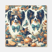 Niedliche Papillon Dog Illustration Magnet (Vorne)