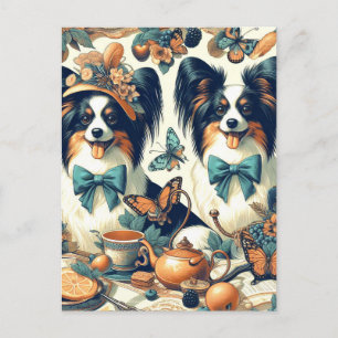 Niedliche Papillon Dog Illustration Postkarte