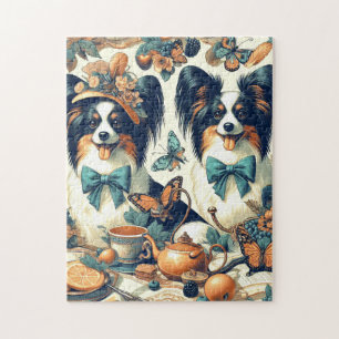 Niedliche Papillon Dog Illustration Puzzle