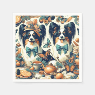 Niedliche Papillon Dog Illustration Serviette