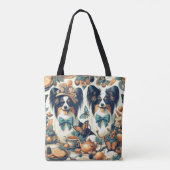 Niedliche Papillon Dog Illustration Tasche (Rückseite)