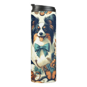 Niedliche Papillon Dog Illustration Thermosbecher