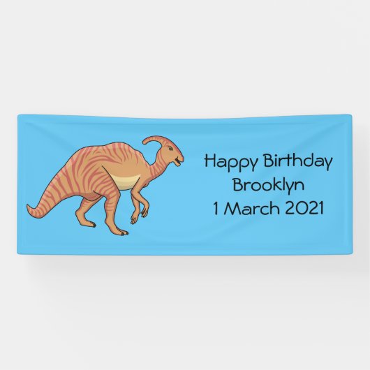 Niedliche Parasaurolophus-Dinosaurier-Cartoon-Abbi Banner (Horizontal)
