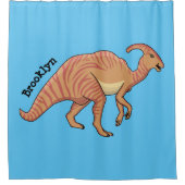 Niedliche Parasaurolophus-Dinosaurier-Cartoon-Abbi Duschvorhang (Vorderseite)