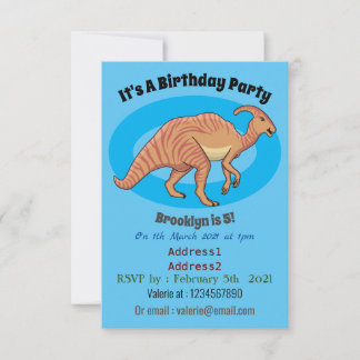 Niedliche Parasaurolophus-Dinosaurier-Cartoon-Abbi Einladung