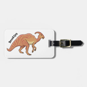 Niedliche Parasaurolophus-Dinosaurier-Cartoon-Abbi Gepäckanhänger