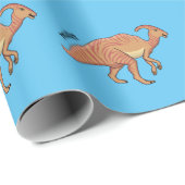 Niedliche Parasaurolophus-Dinosaurier-Cartoon-Abbi Geschenkpapier (Rolleneckpunkt)