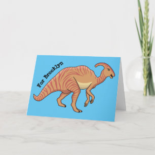Niedliche Parasaurolophus-Dinosaurier-Cartoon-Abbi Karte