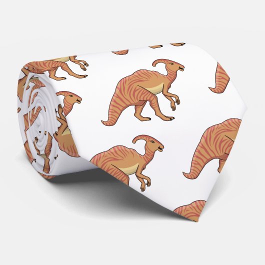 Niedliche Parasaurolophus-Dinosaurier-Cartoon-Abbi Krawatte (Gerollt)