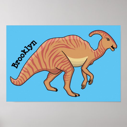 Niedliche Parasaurolophus-Dinosaurier-Cartoon-Abbi Poster (Vorne)