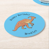 Niedliche Parasaurolophus-Dinosaurier-Cartoon-Abbi Runder Pappuntersetzer (Angewinkelt)