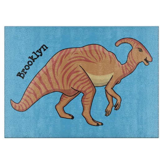 Niedliche Parasaurolophus-Dinosaurier-Cartoon-Abbi Schneidebrett (Vorderseite)