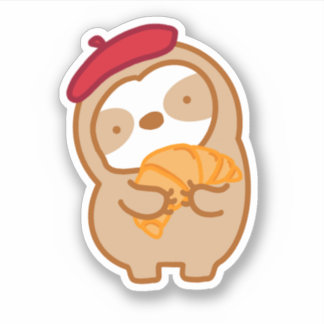 Niedliche Pariser Croissant Sloth Sticker