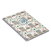 Niedliche Pariser Straße | Aquarellfarbenmonogramm Notizblock (Rechte Seite)