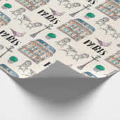 Niedliche Pariser Straße | Wasserfarbe Geschenkpapier (Ecke)