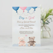 Niedliche Party Einladung des Teddy Bärengeschlech (Stehend Vorderseite)