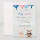 Niedliche Party Einladung des Teddy Bärengeschlech (Vorne/Hinten)