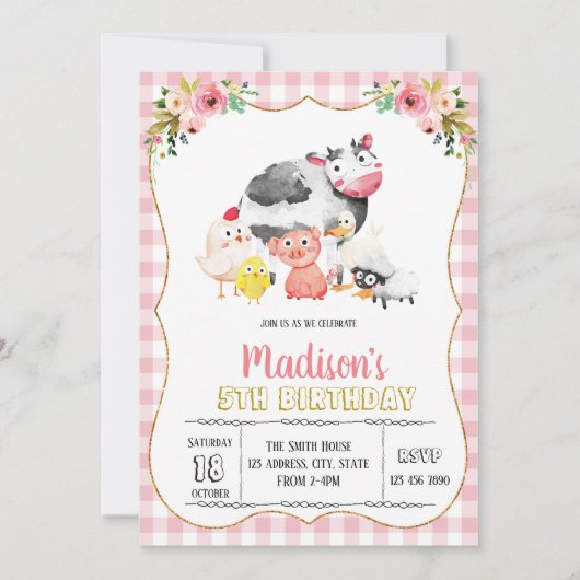 Niedliche Party Einladung für landwirtschaftliche  (Vorderseite)