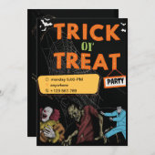 Niedliche Party Einladung Halloween Kindergeburtst (Vorne/Hinten)