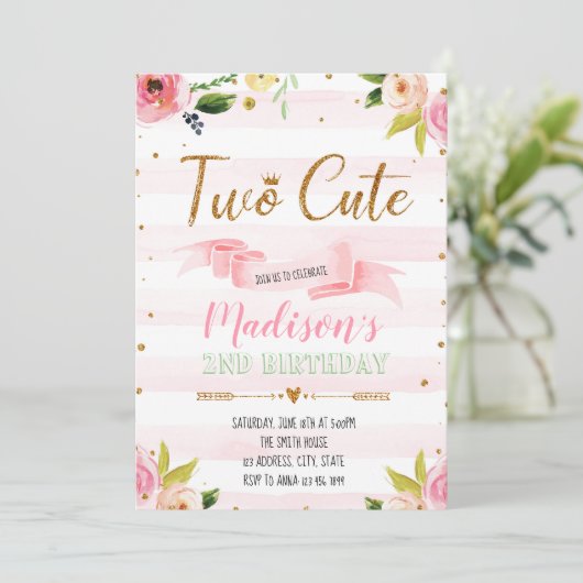 Niedliche Party Einladung Im zwei (Stehend Vorderseite)