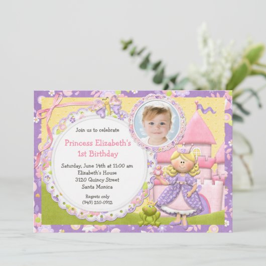 Niedliche Party Einladung Prinzessin-Birthday (Stehend Vorderseite)