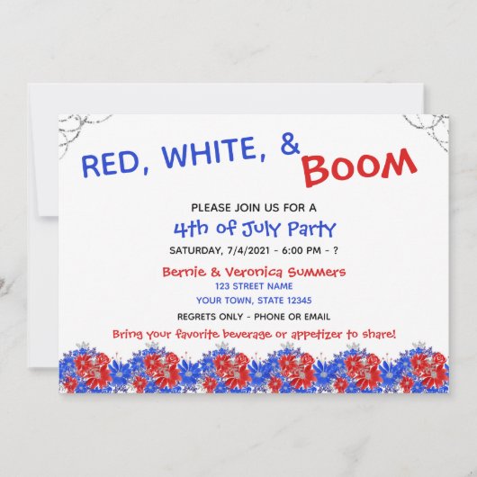 Niedliche Party Einladung vom 4. Juli (Vorderseite)