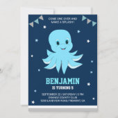 Niedliche Party Einladung von Blauem Oktopus Kinde (Vorderseite)
