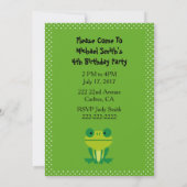 Niedliche Party Einladung von grünen Frosch und Pu (Rückseite)