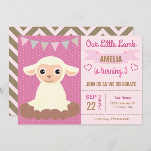 Niedliche Party Einladung zum Kindergeburtstag des (Vorne/Hinten)