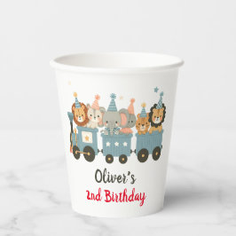 Niedliche Party Tiere im Zug Personalisiert Pappbecher