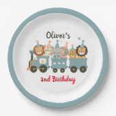 Niedliche Party Tiere im Zug Personalisiert Pappteller (Vorderseite)