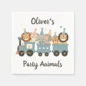 Niedliche Party Tiere im Zug Personalisiert Serviette (Vorderseite)