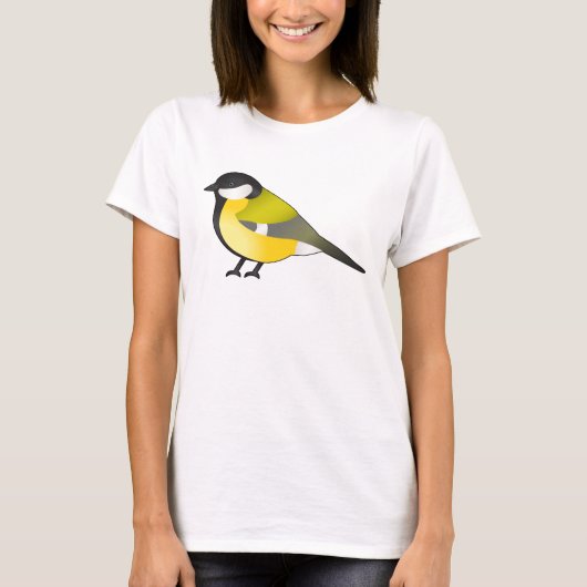 Niedliche Parus Major Bird Cartoon Illustration T-Shirt (Vorderseite)