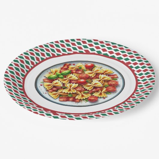 Niedliche Pasta-Fans Pappteller (Schrägansicht)