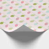 Niedliche Pastagerichte Weihnachtsbeleuchtung Rosa Geschenkpapier (Ecke)