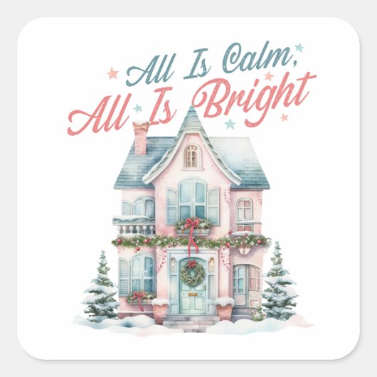 Niedliche Pastel Alles ist ruhig, alles ist hell Quadratischer Aufkleber (Vorderseite)