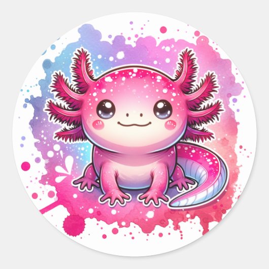 Niedliche Pastel Axolotl Neues Design Runder Aufkleber (Vorderseite)